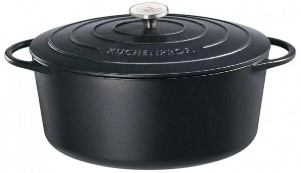 Küchenprofi Bratentopf Oval Aus Gusseisen In Schwarz 35 Cm / 26 X 20 Cm / 8,9 Liter / 40 Cm
