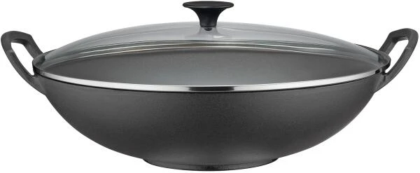 Spring Wok-Set Aus Gusseisen Mit Glasdeckel, 35 Cm