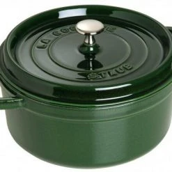 Staub Cocotte Rund Aus Gusseisen In Basilikumgrün 26 Cm / 22 Cm / 12 Cm/ 5,2 Liter