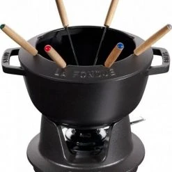 Staub Fondueset Aus Gusseisen In Schwarz 16 Cm / 12,5 Cm / 8,4 Cm / 1,1 L