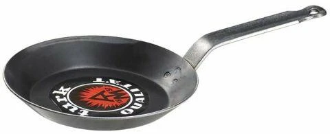 Turk Leichte Eisenpfanne Mit Flachem Stiel Und Öse Boden: 21,5 Cm, Oben: 28 Cm, Rand: 2,8 Cm, Gewicht: 1,20 Kg