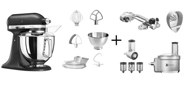 KitchenAid Küchenmaschine ARTISAN 175PS Gusseisen Schwarz Fitness-Set