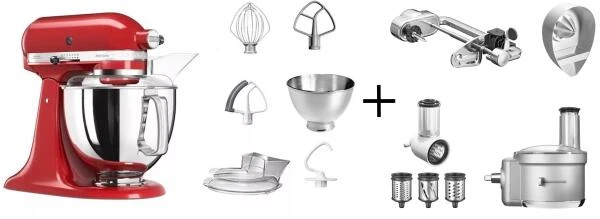 KitchenAid Küchenmaschine ARTISAN 175PS Empire Rot Fitness-Set