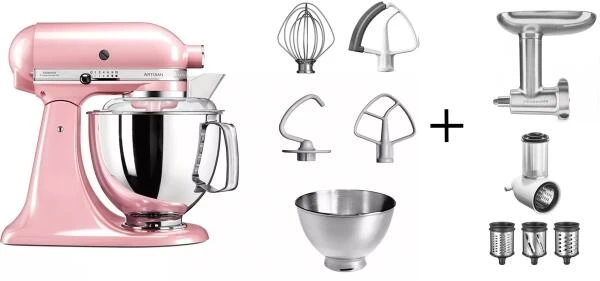 KitchenAid Küchenmaschine ARTISAN 175PS Seidenpink Kochprofi-Set