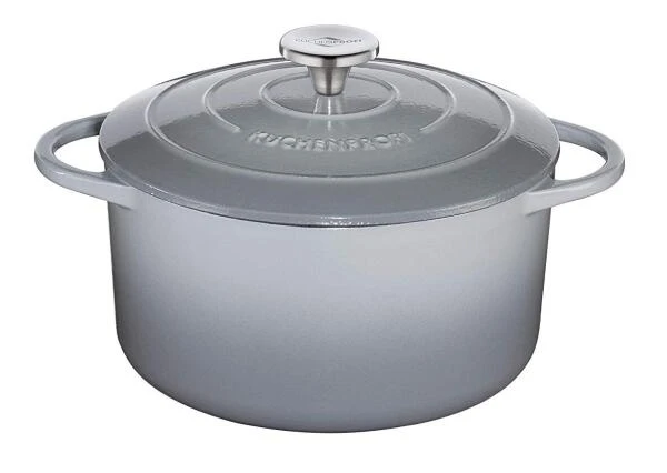 Küchenprofi Bratentopf Rund Aus Gusseisen Provence In Grau 26 Cm / 21 Cm / 11,5 Cm / 5,3 L